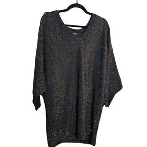 Ellen Tracy New Black and Gold Sparkle Oversized Sweater Size 1X Downtown Glam